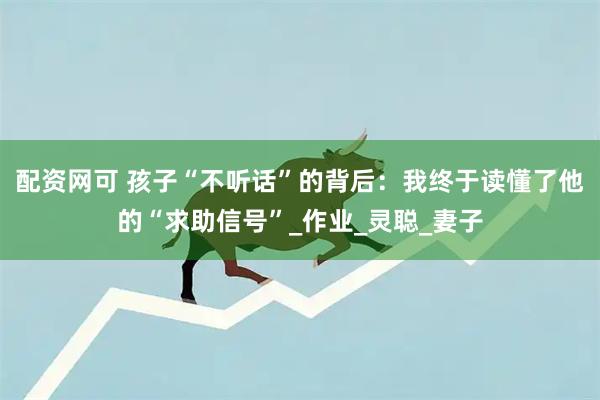 配资网可 孩子“不听话”的背后：我终于读懂了他的“求助信号”_作业_灵聪_妻子